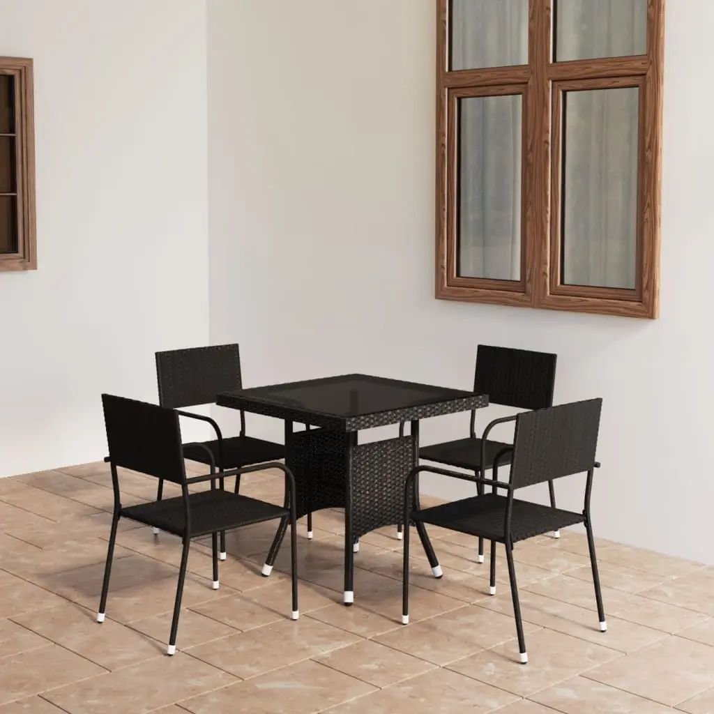 Ensemble à manger de jardin 5 pcs Résine tressée Noir vidaXL 3059442