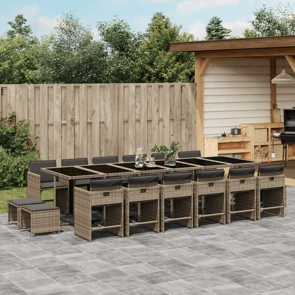 Ensemble à manger de jardin 17 pcs et coussins résine tressée vidaXL 3277951