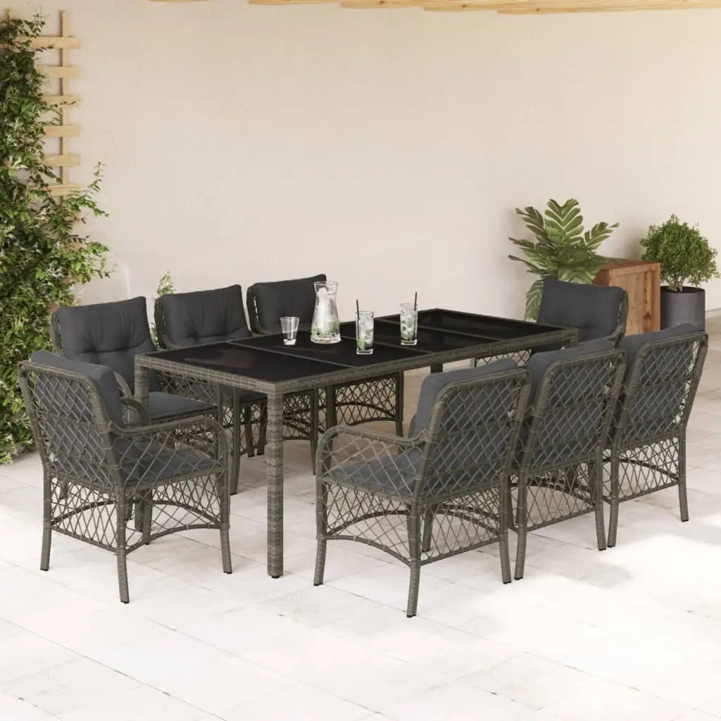 Ensemble à manger de jardin 9 pcs coussins gris résine tressée vidaXL 3212035