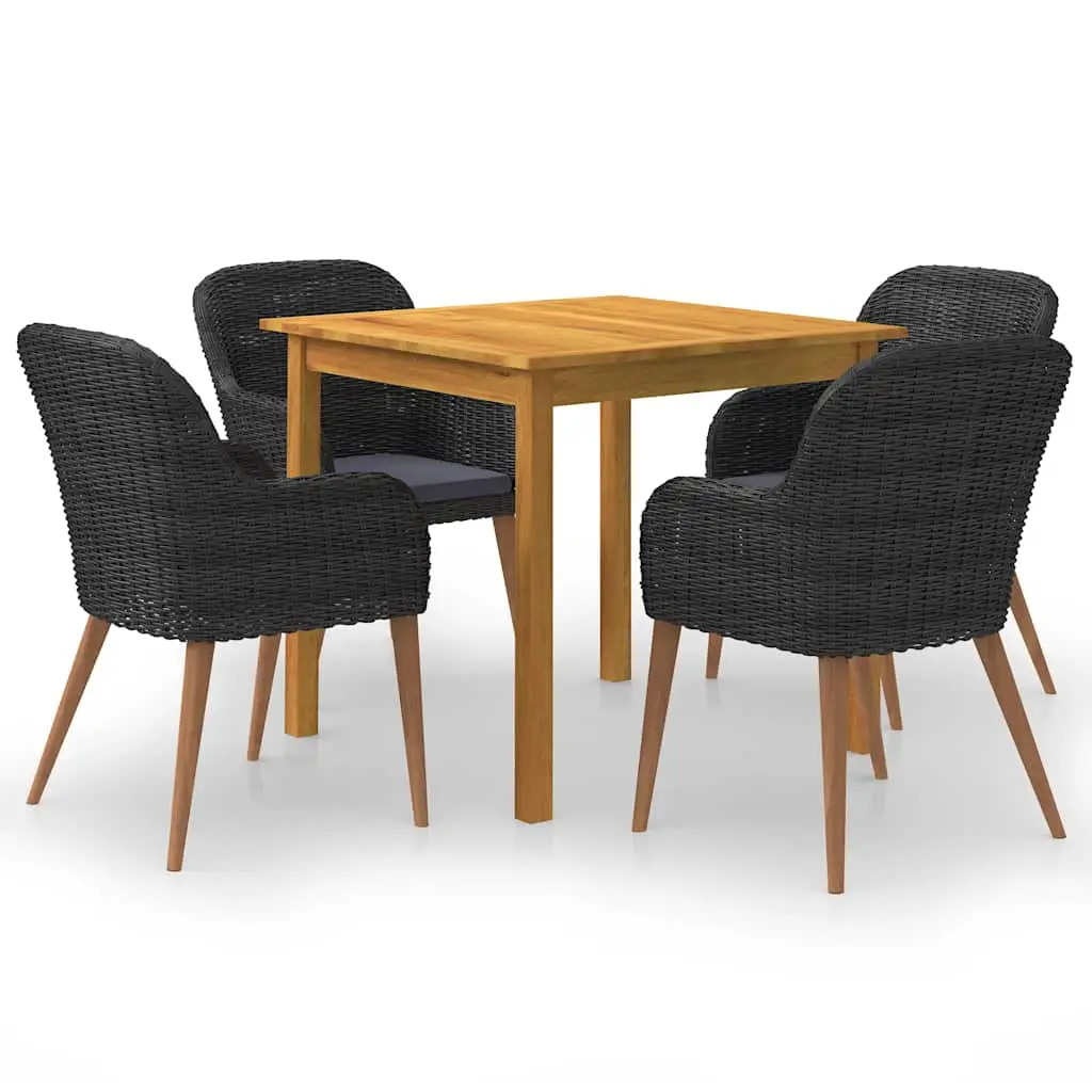 Ensemble à manger de jardin 5 pcs Noir vidaXL 3067732