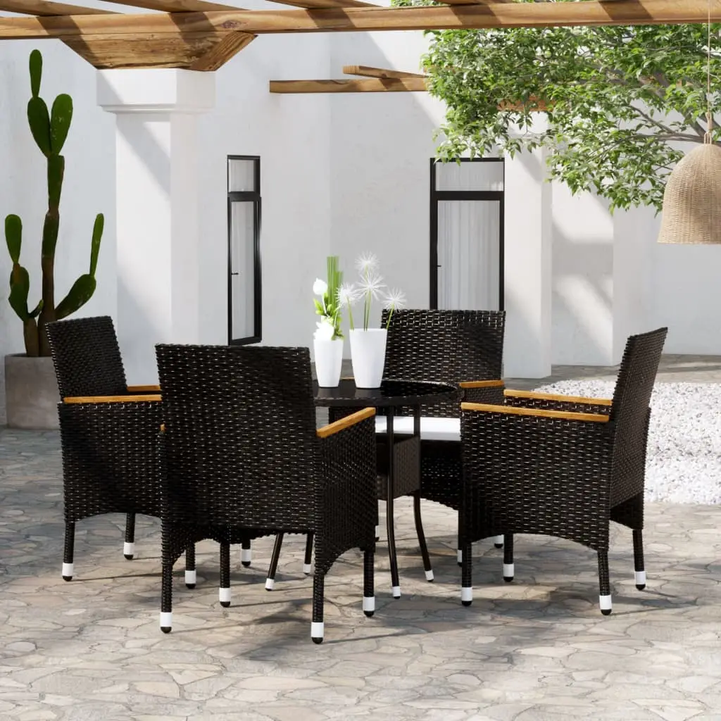 Ensemble à manger de jardin 5 pcs Résine tressée Noir vidaXL 3058494