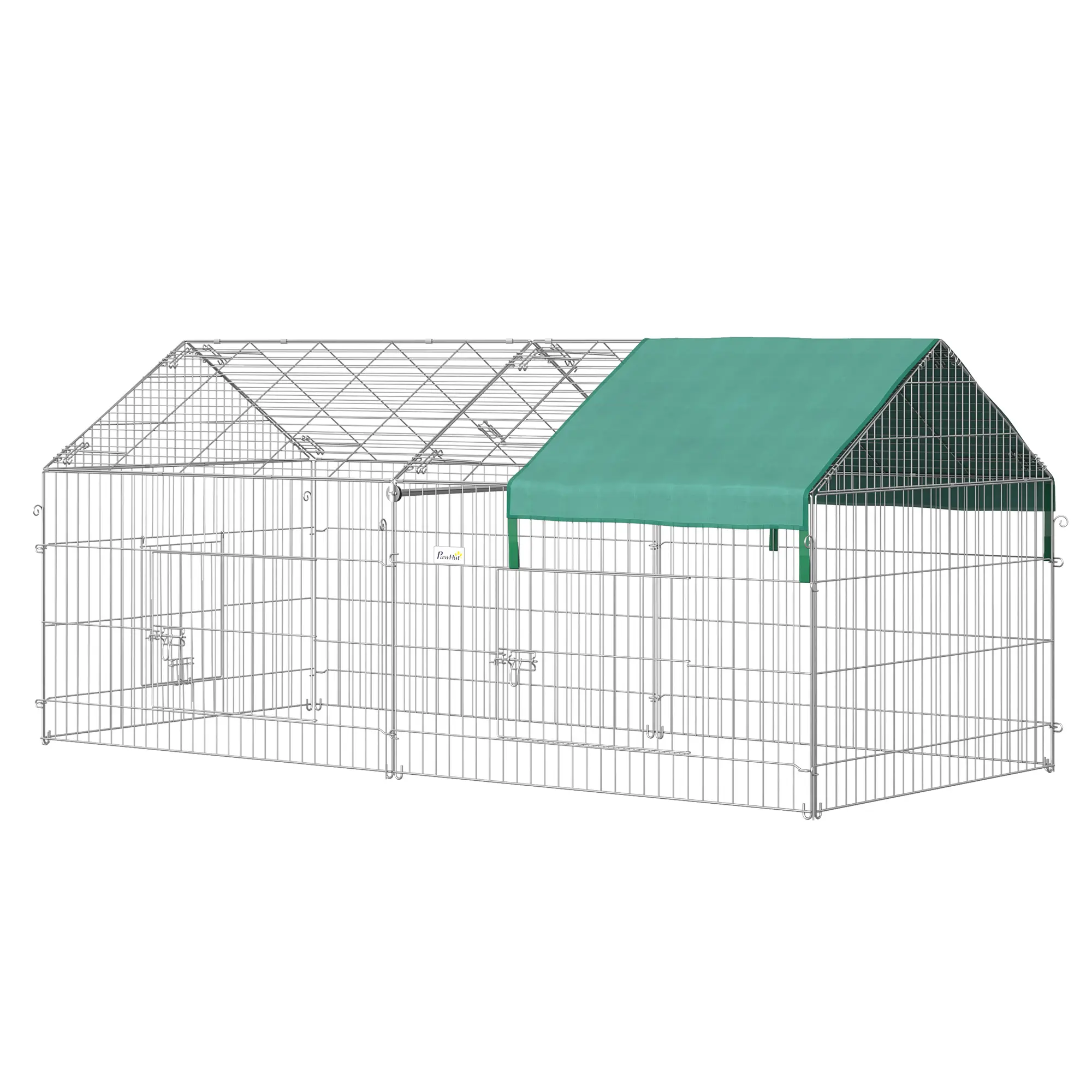 Enclos pour petits animaux avec couverture, acier, vert, 220 x 103 x 103 cm – PANGIVO