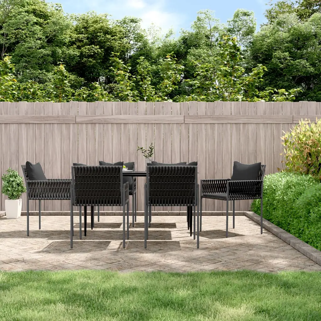 Ensemble à manger de jardin 7 pcs coussins résine tressée acier vidaXL 3187056
