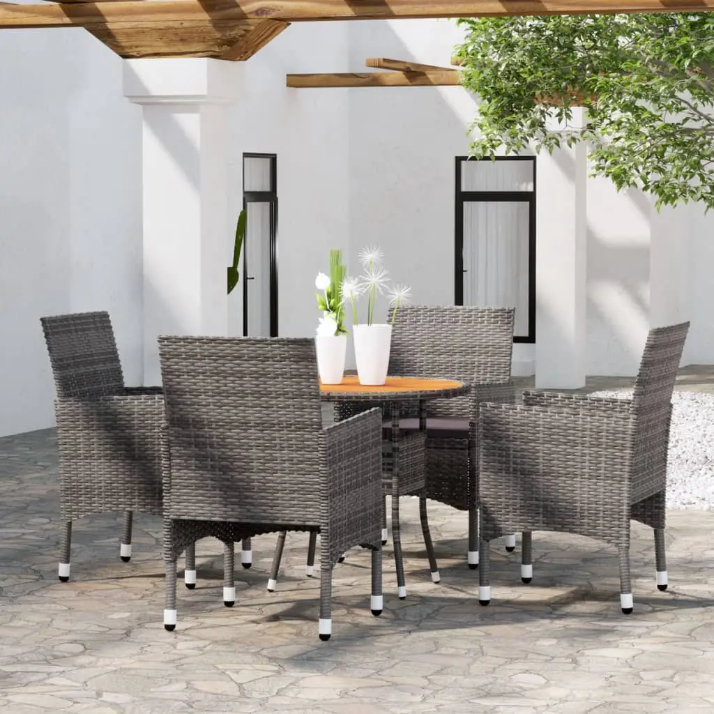 Ensemble à manger de jardin 5 pcs Résine tressée Gris vidaXL 3058493