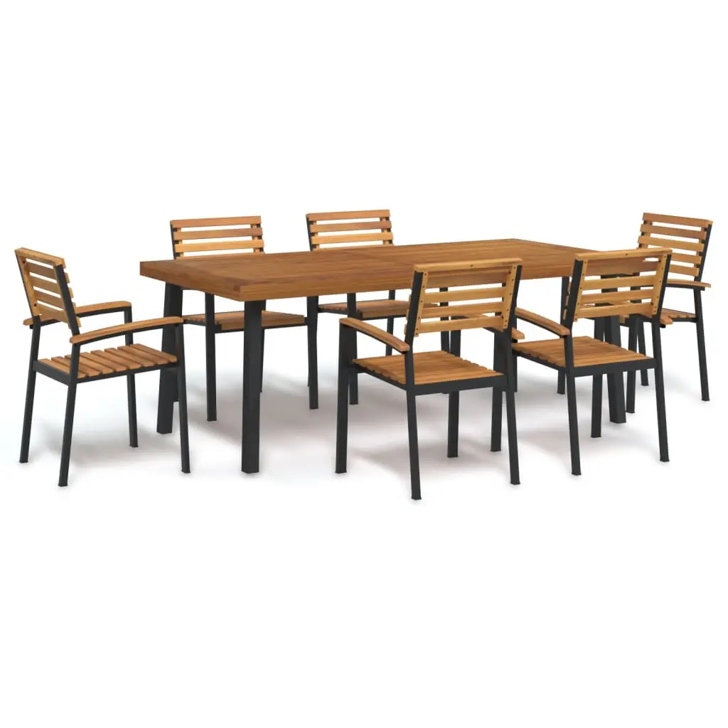 Ensemble à manger de jardin 7 pcs bois d’acacia solide et métal vidaXL 3155424