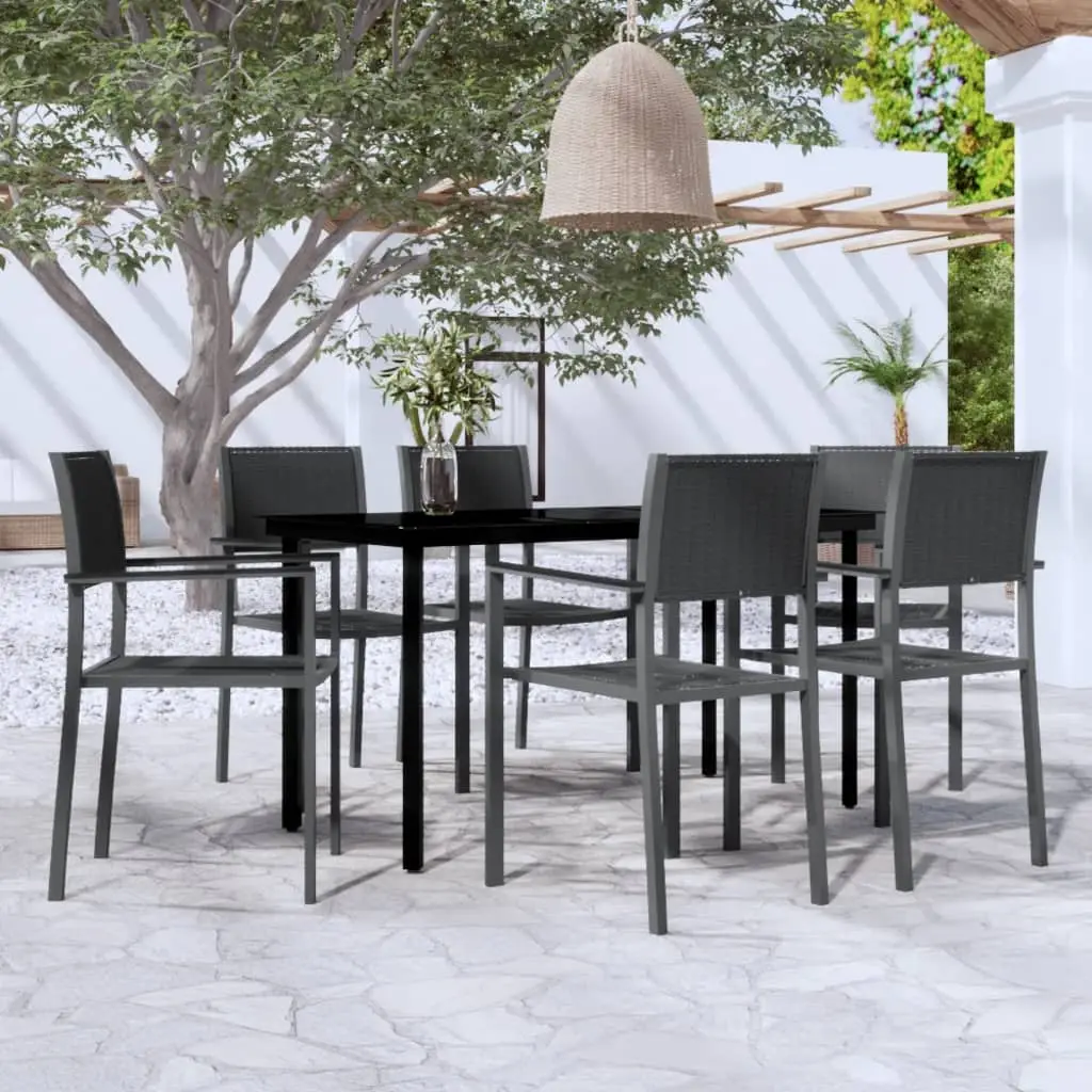 Ensemble à manger de jardin 7 pcs Noir vidaXL 3099266