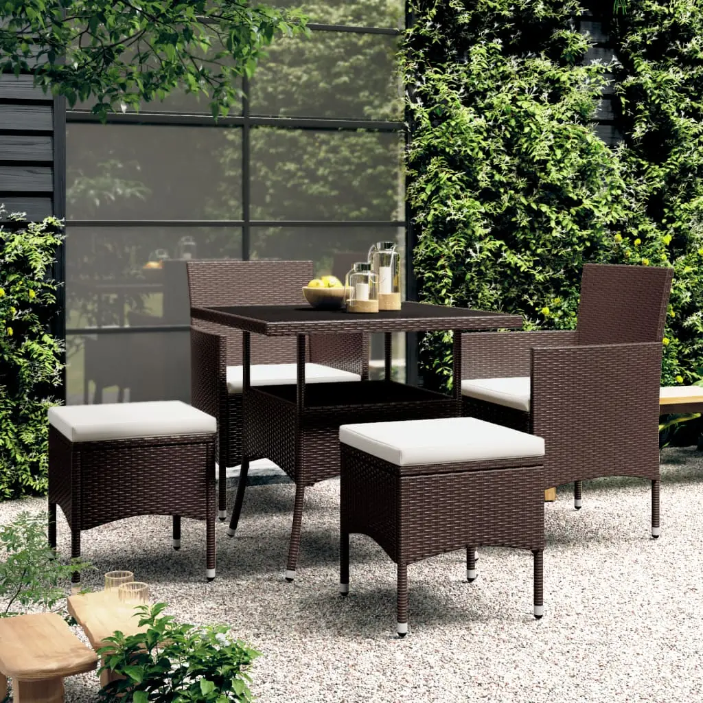 Ensemble à manger de jardin 5pcs Résine tressée Marron vidaXL 3058331