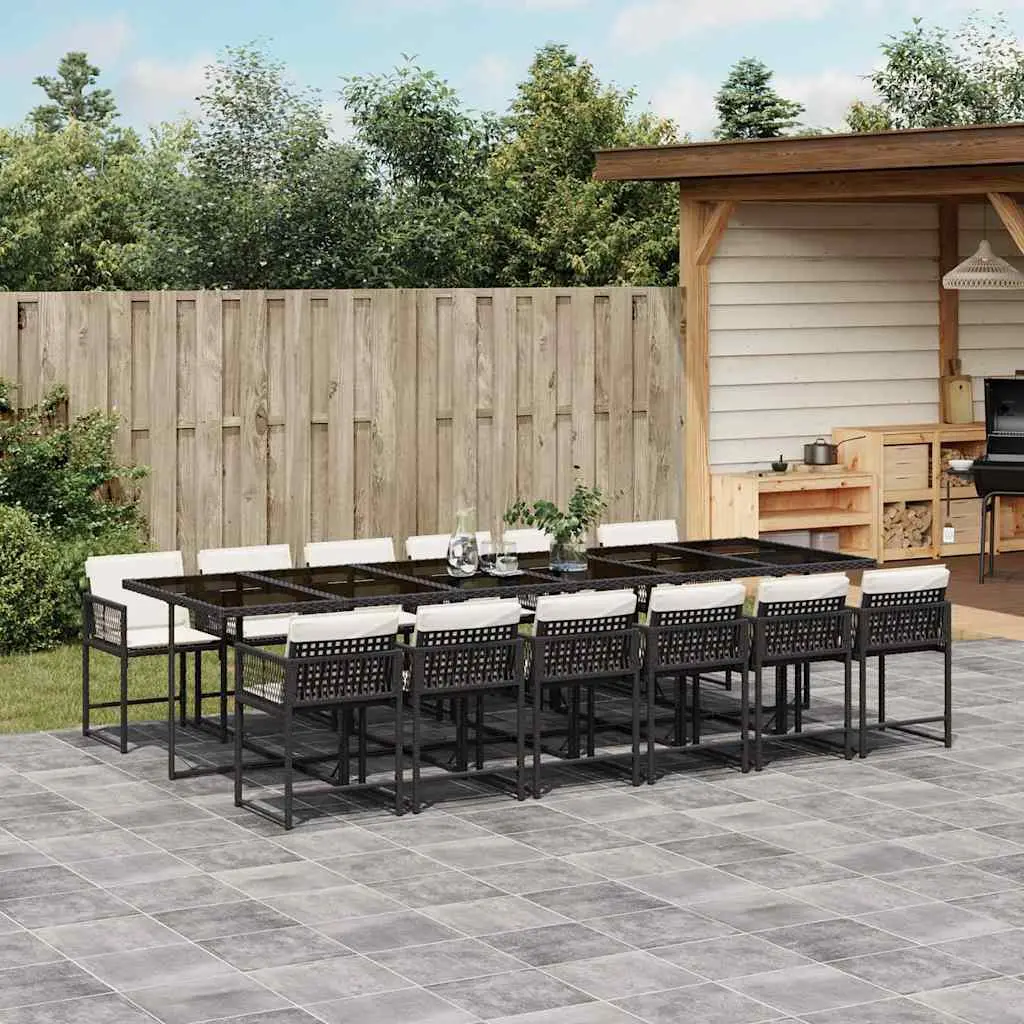 Ensemble à manger de jardin 13 pcs coussins noir résine tressée vidaXL 3211482