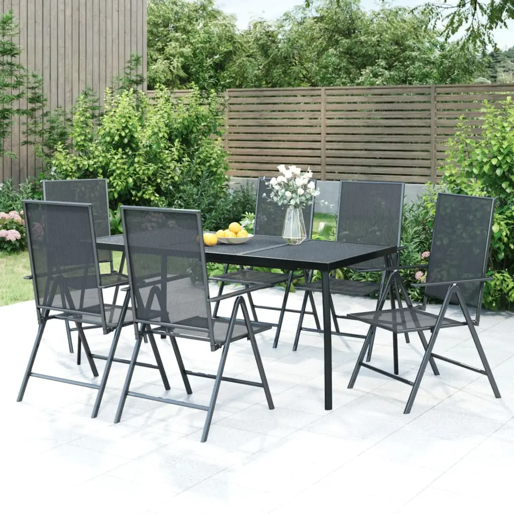 Ensemble à manger de jardin 7 pcs anthracite acier vidaXL 3187981