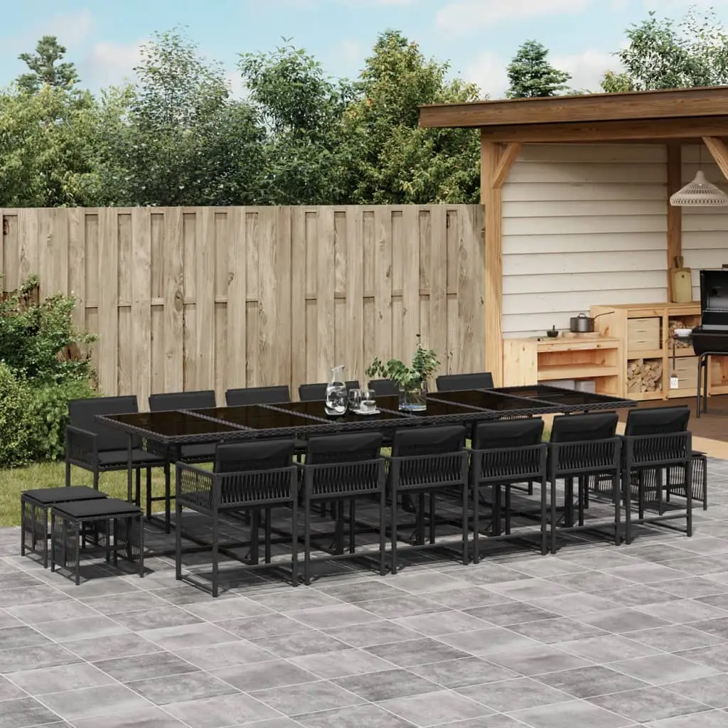Ensemble à manger de jardin 17 pcs coussins noir résine tressée vidaXL 3211543