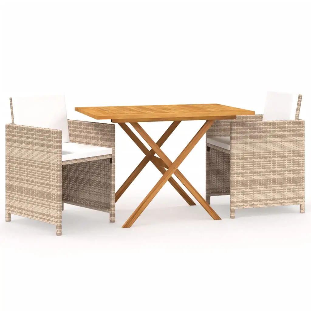 Ensemble à manger de jardin 3 pcs | Mobilier d’extérieur avec coussins Beige Maison Chic