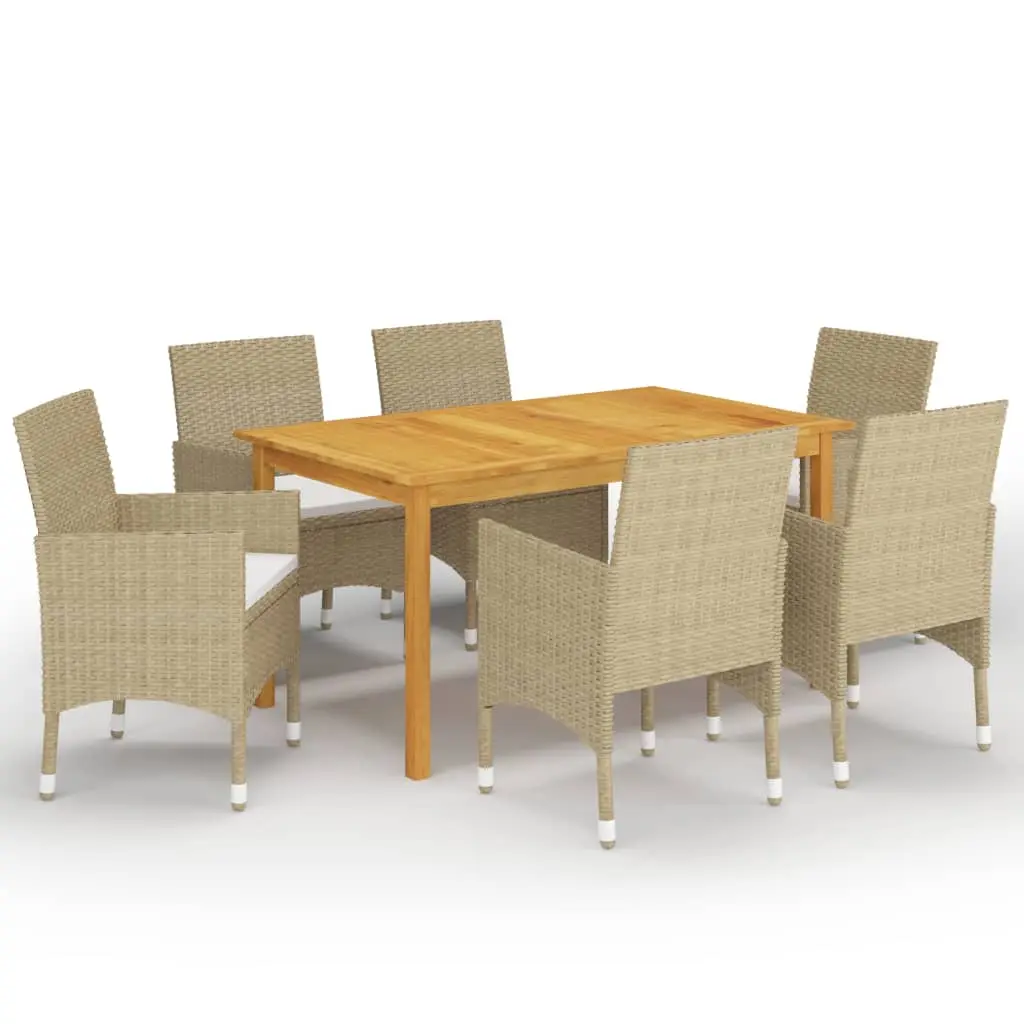 Ensemble à manger de jardin 7 pcs Beige vidaXL 3067767