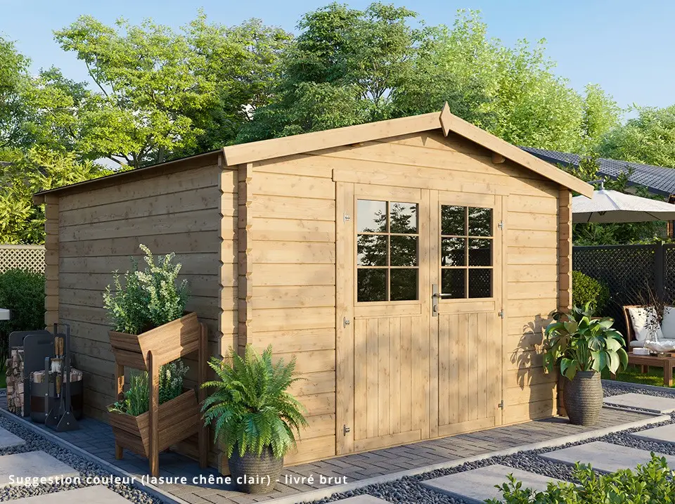 DIRECT ABRIS Abri de jardin en bois LEA – 8m² – 28 mm – Abri moto – Cabane à Outils