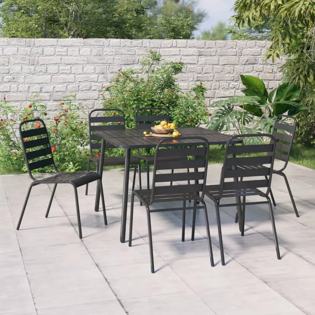 Ensemble à manger de jardin 7 pcs anthracite acier vidaXL 3187990