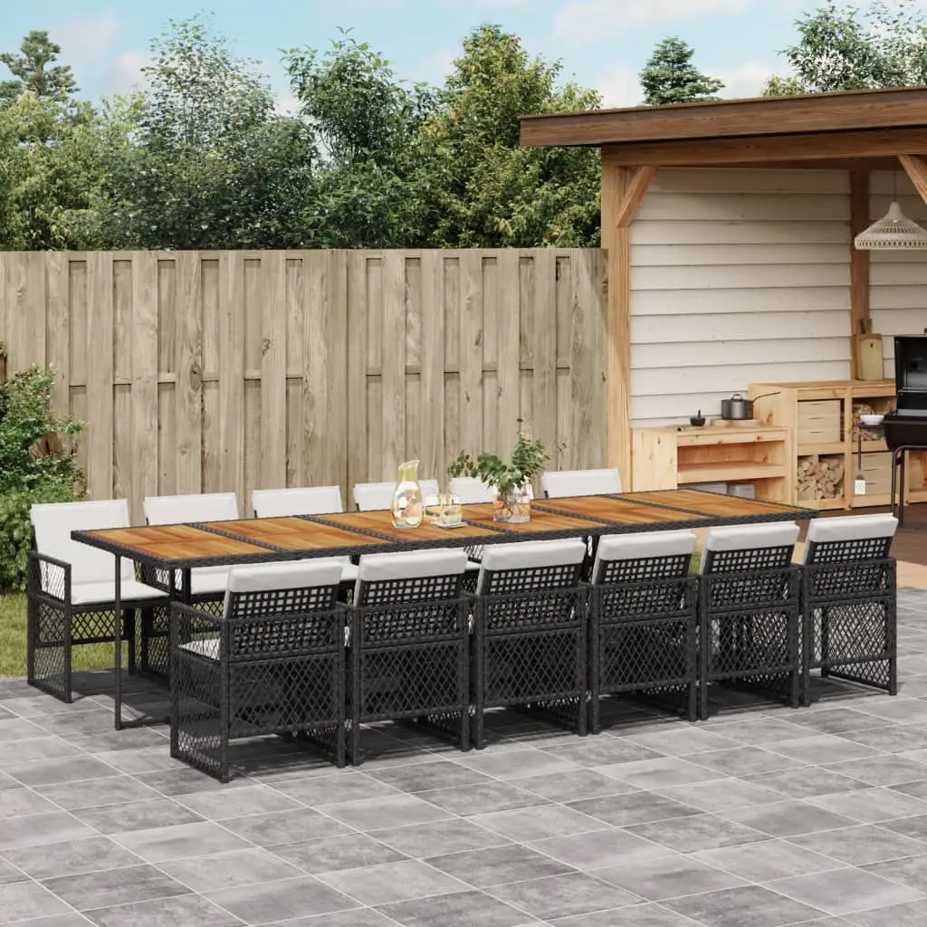 Ensemble à manger de jardin 13 pcs coussins noir résine tressée vidaXL 3210771