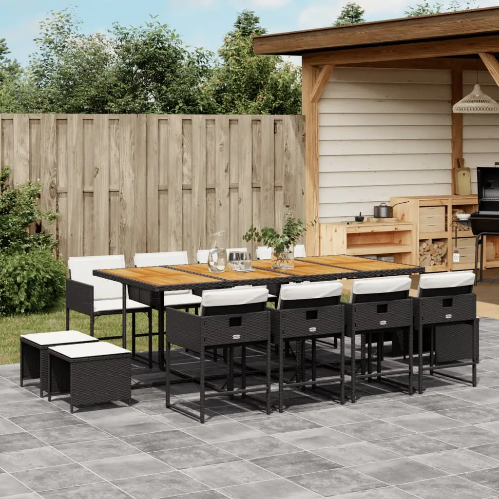 Ensemble à manger de jardin 13 pcs coussins noir résine tressée vidaXL 3278114