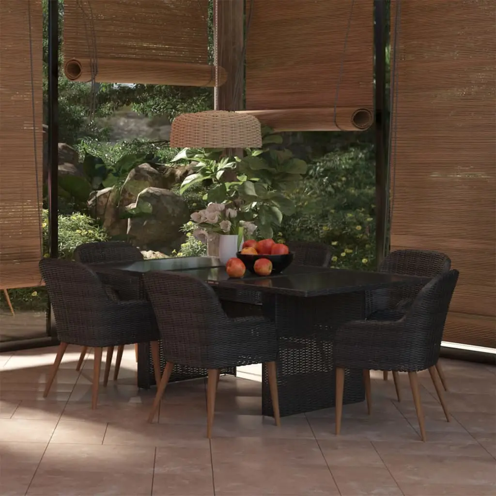 Ensemble à manger de jardin 7 pcs Résine tressée Noir vidaXL 3059482