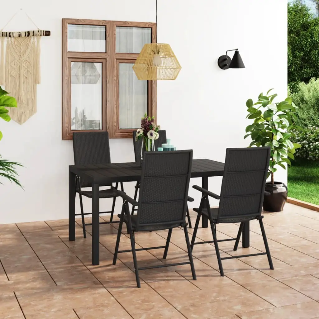 Ensemble à manger de jardin 5 pcs noir vidaXL 3060060