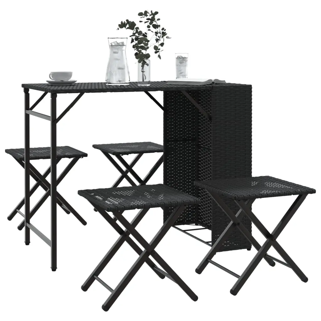 Ensemble à manger de jardin 5 pcs pliable noir résine tressée vidaXL 365944
