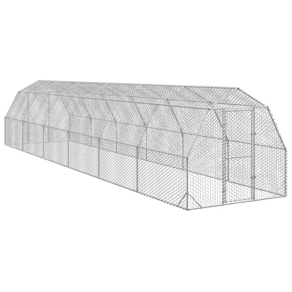 Enclos poulailler extérieur 30 m² acier galvanisé parc grillagé volailles Argent – ComfortXL Outdoor Living