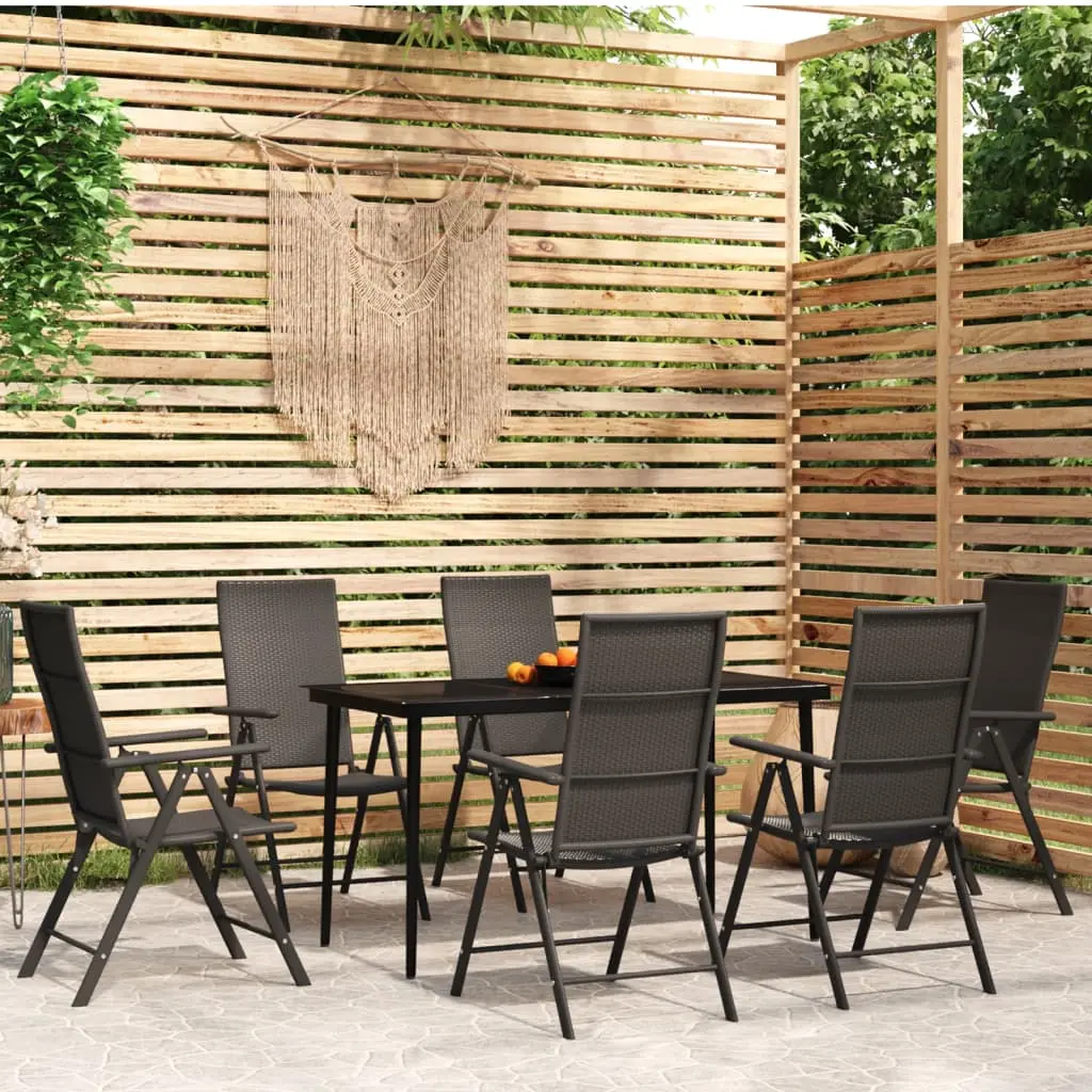 Ensemble à manger de jardin 7 pcs Noir vidaXL 3099110