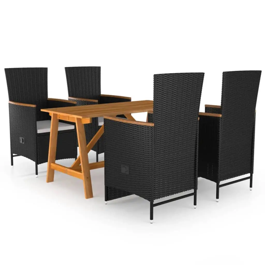 Ensemble à manger de jardin 5 pcs Noir vidaXL 3068760