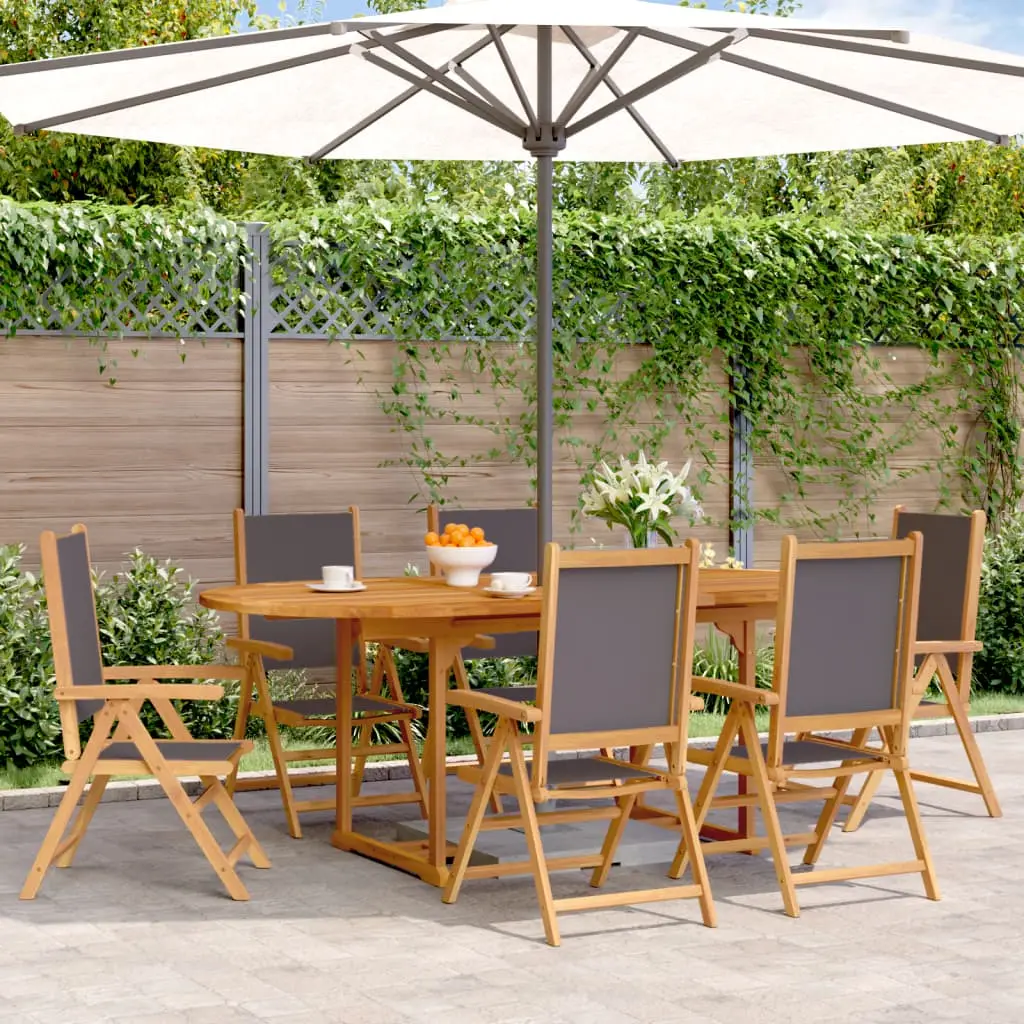 Ensemble à manger de jardin 7 pcs anthracite tissu bois massif vidaXL 3281725