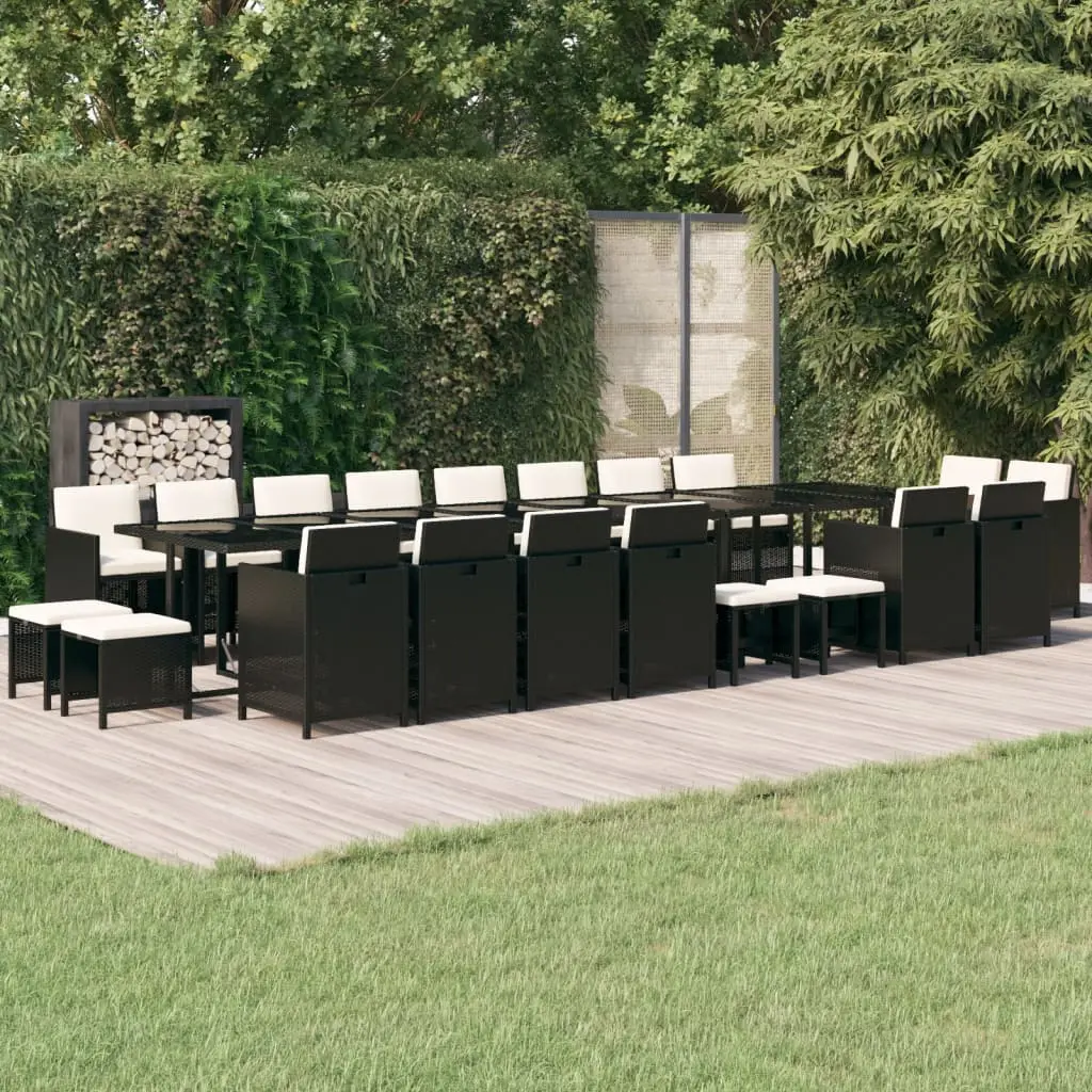 Ensemble à manger de jardin 21pcs coussins noir résine tressée vidaXL 3095669