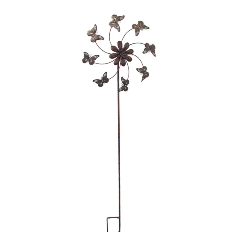 Déco de jardin Papillons à vent 140cm en métal – Fleur