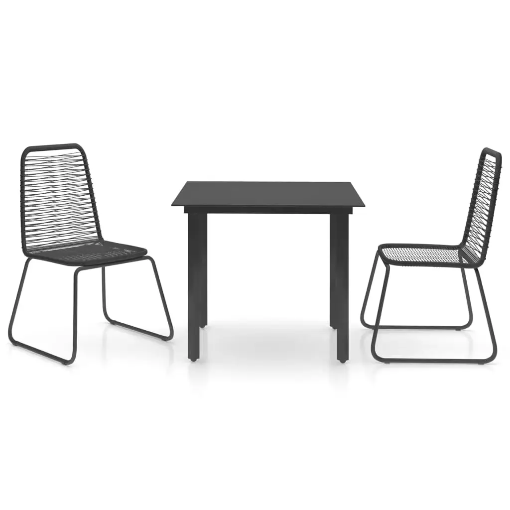 Ensemble à manger de jardin 3 pcs | Mobilier d’extérieur PVC résine tressée noir Maison Chic