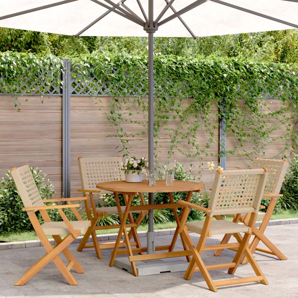 Ensemble à manger de jardin 5 pcs résine tressée et bois massif vidaXL 3281816