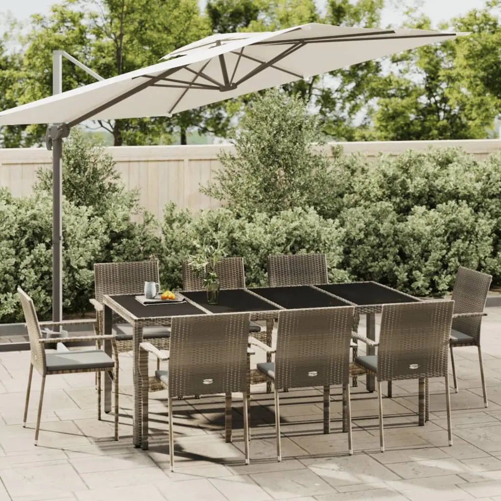 Ensemble à manger de jardin 9 pcs coussins gris résine tressée vidaXL 3184986
