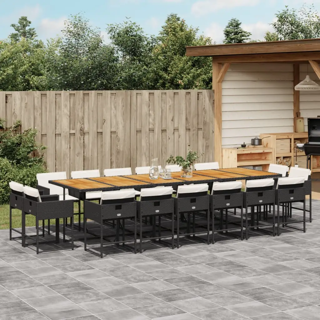 Ensemble à manger de jardin 17 pcs coussins noir résine tressée vidaXL 3211431