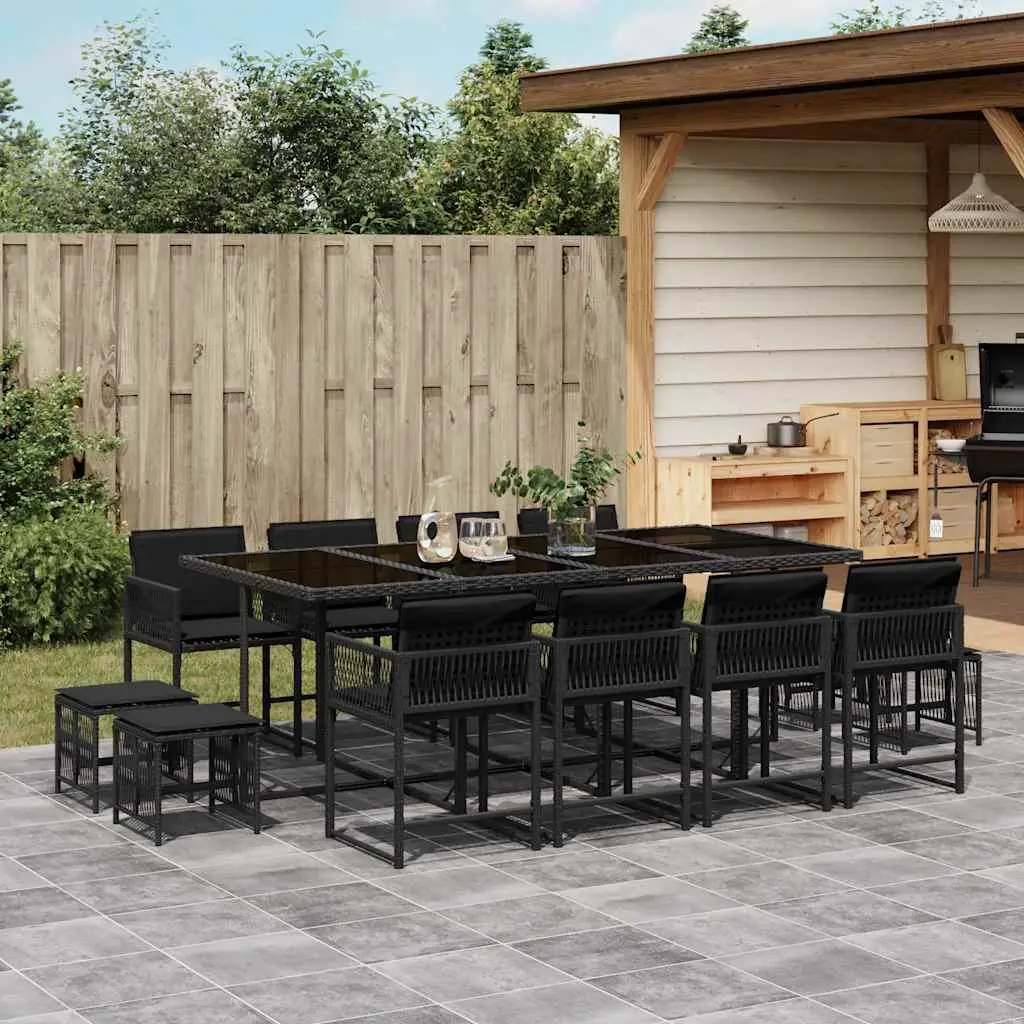 Ensemble à manger de jardin 13 pcs coussins noir résine tressée vidaXL 3211519