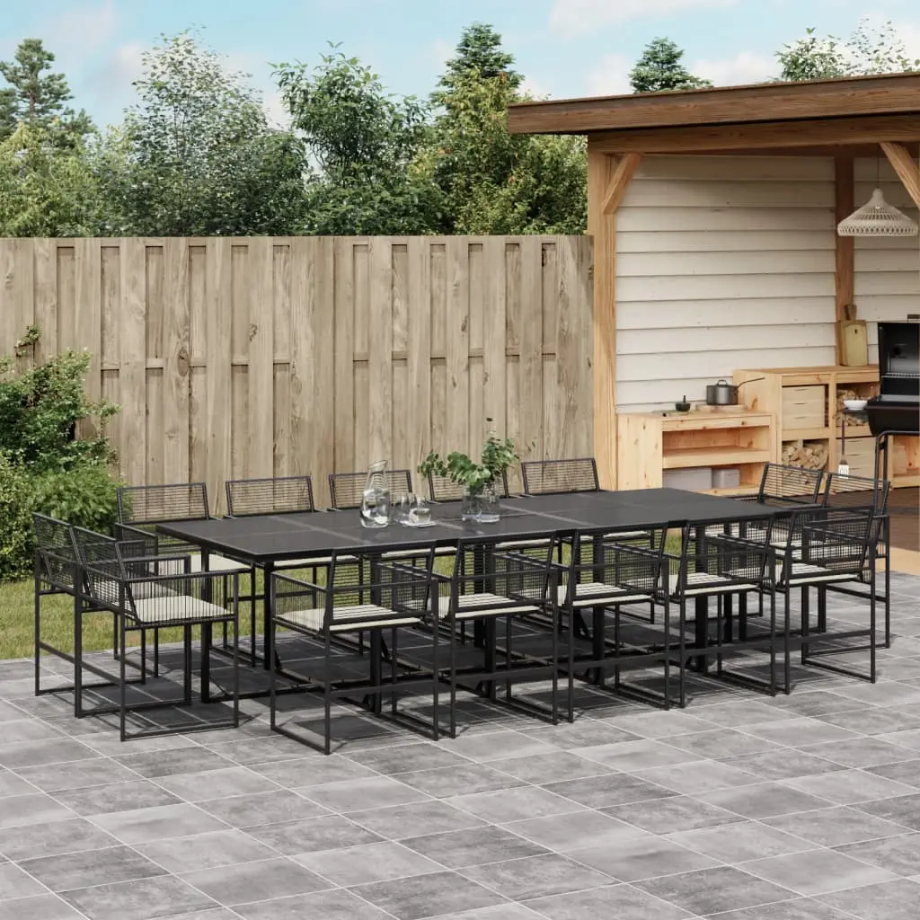 Ensemble à manger de jardin 15 pcs coussins noir résine tressée vidaXL 3295016