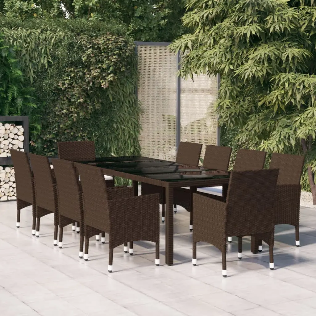 Ensemble à Manger de jardin 11pcs poly rotin et bois solide vidaXL 3095929