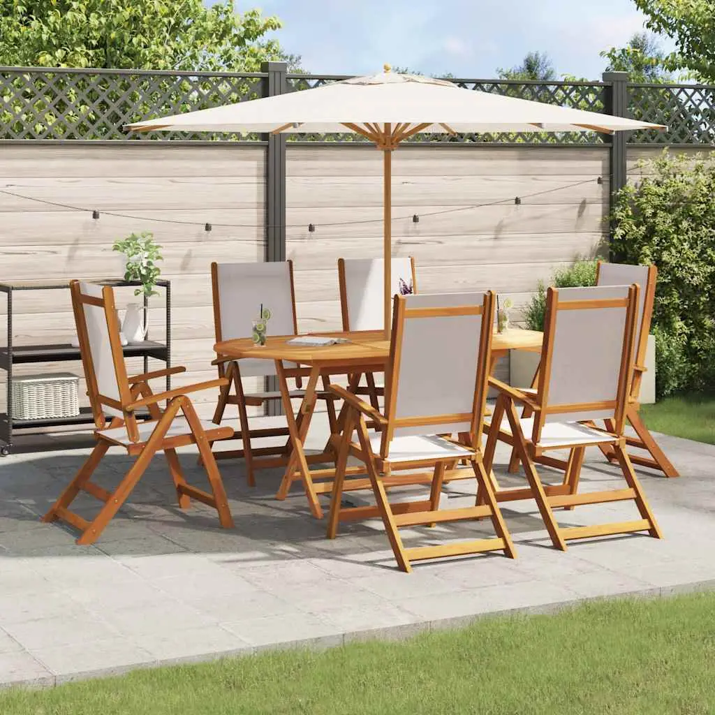 Ensemble à Manger de jardin 7pcs bois d’acacia solide textilène vidaXL 3279284