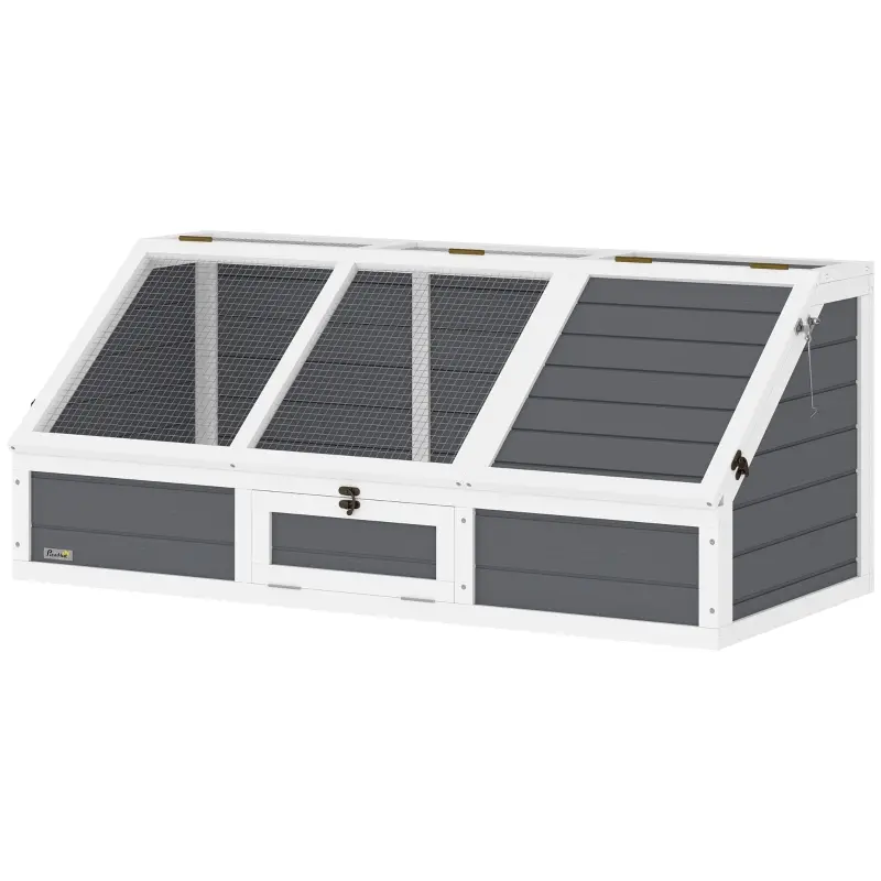 Enclos tortue extérieur 120 x 55 x 50 cm bois de sapin massif et acier galvanisé gris clair sans fond – PANGIVO