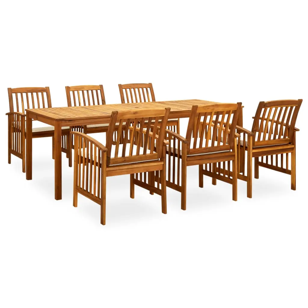 Ensemble à manger de jardin 7 pcs avec coussins Acacia solide vidaXL 3058090