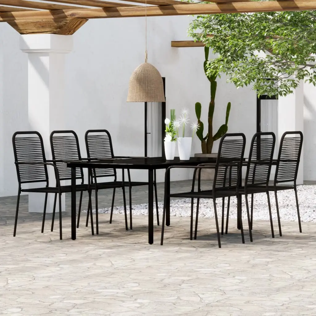 Ensemble à manger de jardin 7 pcs Noir vidaXL 3099141