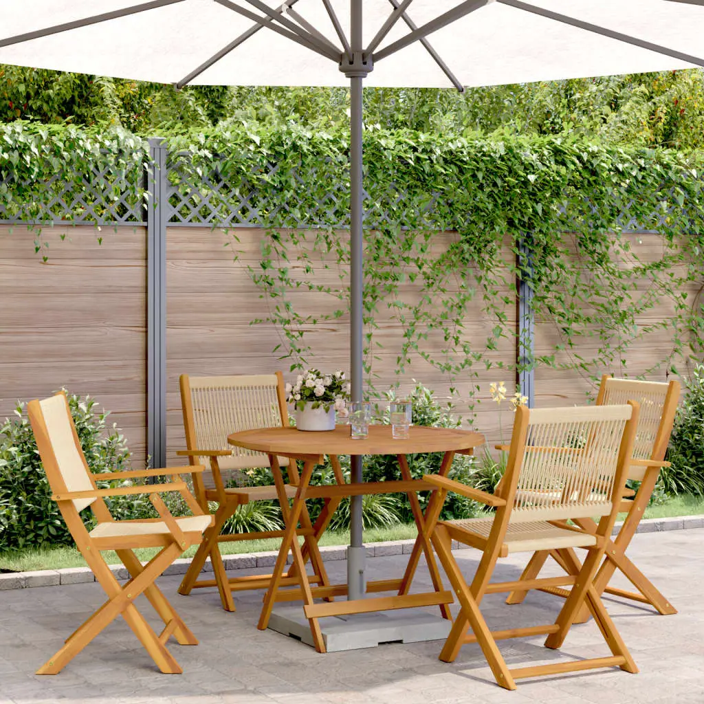 Ensemble à manger de jardin 5pcs beige polypropylène et bois vidaXL 3281819