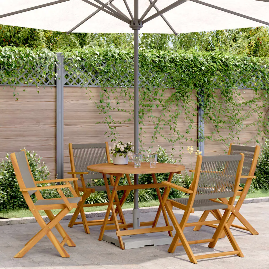 Ensemble à manger de jardin 5pcs gris polypropylène bois massif vidaXL 3281818