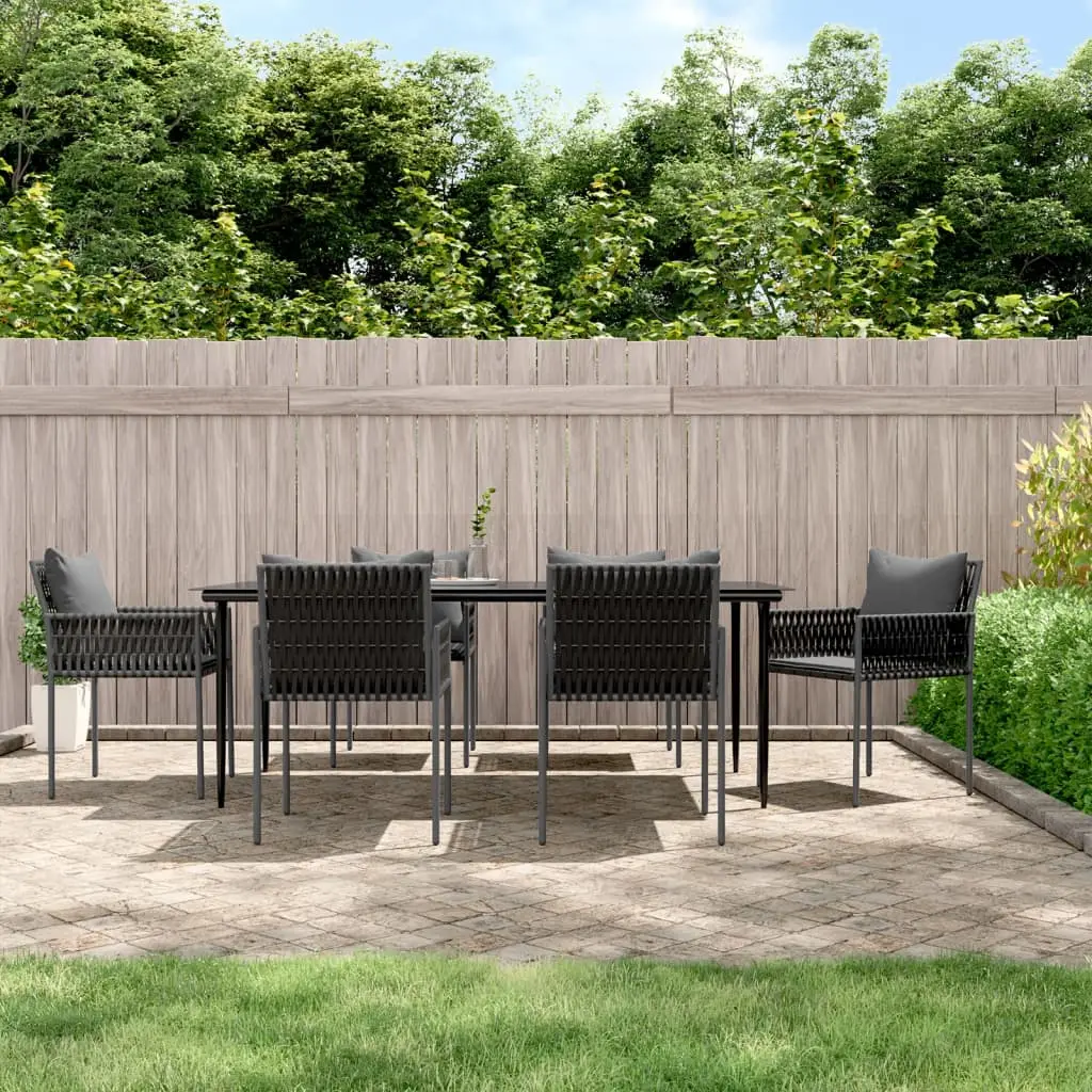 Ensemble à manger de jardin 7 pcs coussins résine tressée acier vidaXL 3187063