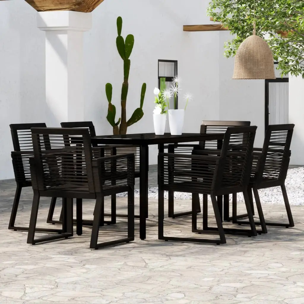 Ensemble à manger de jardin 7 pcs Noir vidaXL 3099152
