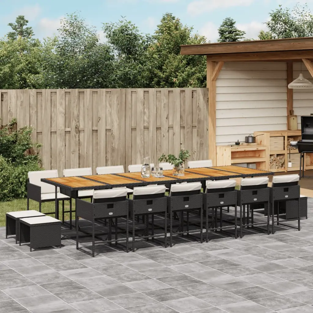 Ensemble à manger de jardin 17 pcs coussins noir résine tressée vidaXL 3278138