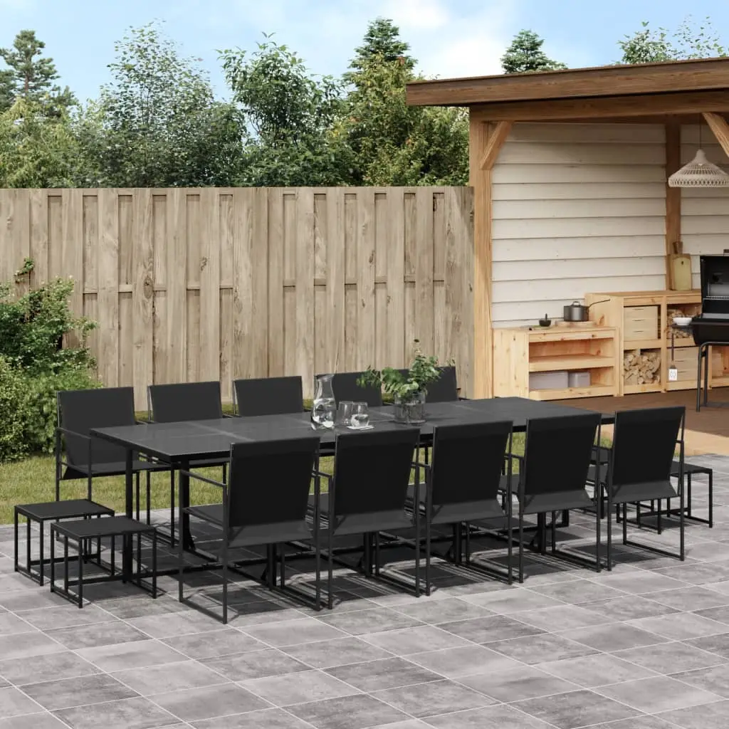 Ensemble à manger de jardin 15 pcs noir textilène vidaXL 3295131