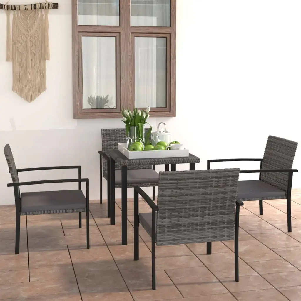 Ensemble à manger de jardin 5 pcs Résine tressée Gris vidaXL 3065712