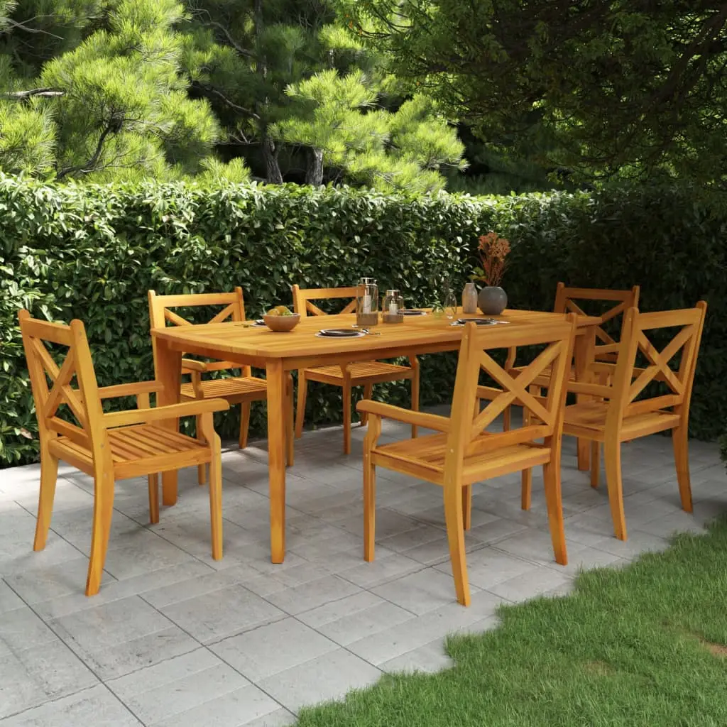 Ensemble à manger de jardin 7 pcs Bois d’acacia solide vidaXL 3058005