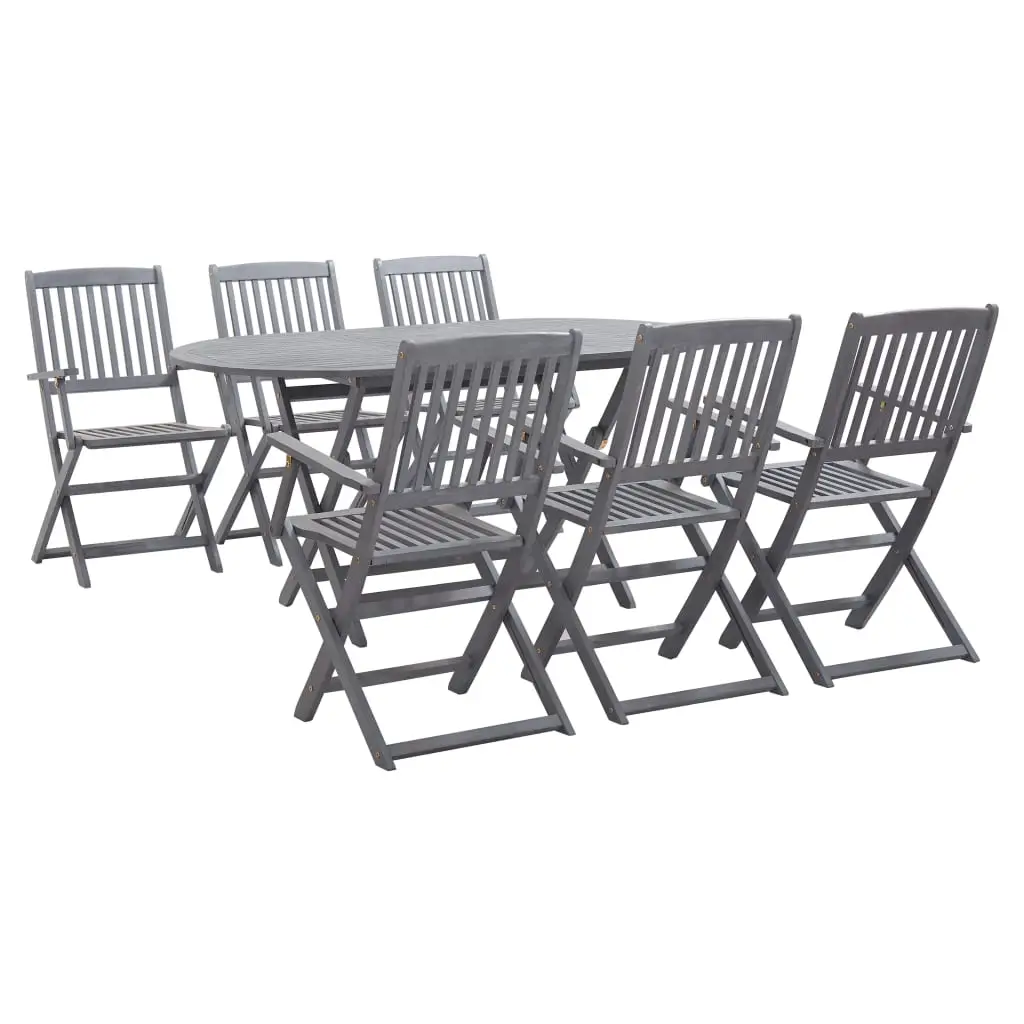 Ensemble à manger de jardin 7 pcs Bois d’acacia massif Gris vidaXL 278923
