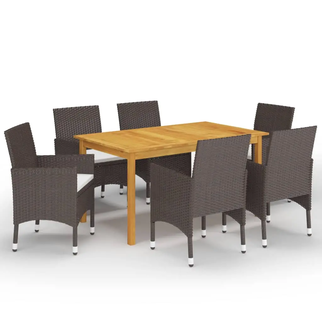 Ensemble à manger de jardin 7 pcs Marron vidaXL 3067768